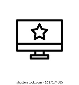Monitor With Star Outline Vector Icon For Search Engine Optimization and Business