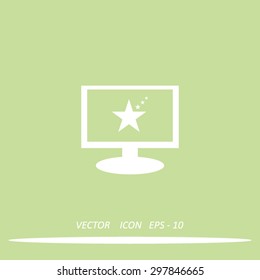 Monitor with star vector icon