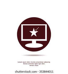Monitor with star vector icon