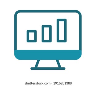 monitor statistic dashboard single isolated icon with solid line style