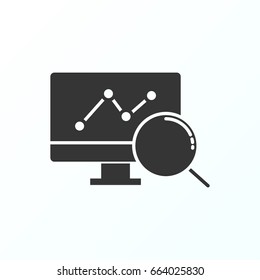 Monitor statistic search  icon illustration isolated vector sign symbol