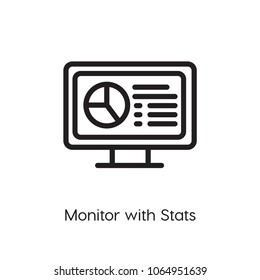 Monitor with Stats sign icon vector, chart modern symbol vector illustration for web and mobil app isolated on grey background