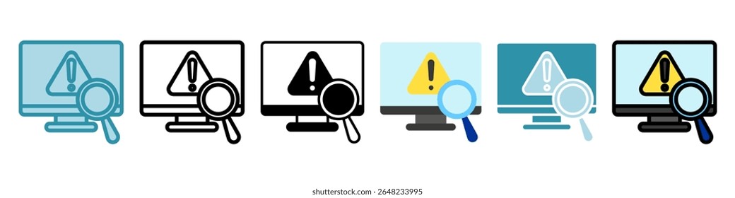 Monitor Status multi style, mini illustration icon set. Vector for modern concept, print, UI, UX kit, web and app development. Related to risk management, business, finance.