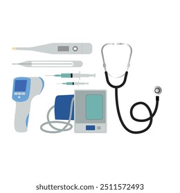 monitor and stethoscope vector design