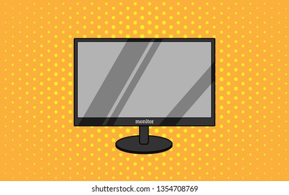 Monitor in the style of pop art. Vector illustration.