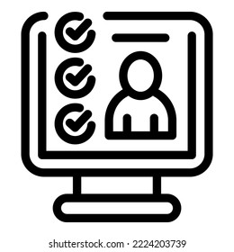 Monitor survey icon outline vector. Vote election. Online box