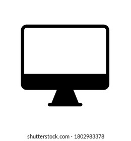 símbolo de monitor icono de línea negra plana, Ilustración vectorial