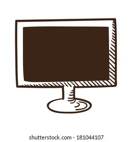 Monitor symbol. Isolated sketch icon pictogram. Eps 10 vector illustration.