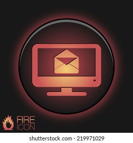 monitor with symbol a letter envelope, mail icon