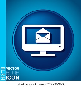monitor with symbol a letter envelope, mail icon
