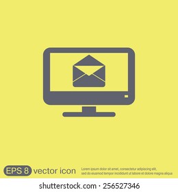 monitor with symbol a letter envelope, mail icon