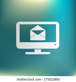 monitor with symbol a letter envelope, mail icon