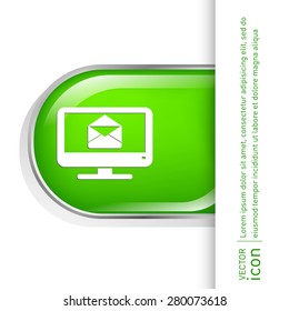 monitor with symbol a letter envelope, mail icon