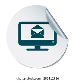 monitor with symbol a letter envelope, mail icon