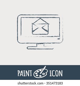 monitor with symbol a letter envelope, mail icon