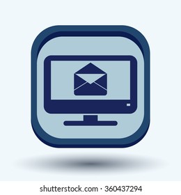 monitor with symbol a letter envelope, mail icon