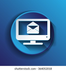 monitor with symbol a letter envelope, mail icon