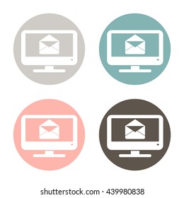 monitor with symbol a letter envelope, mail icon