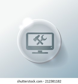 monitor with symbol symbol settings. hammer and wrench
