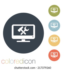 monitor with symbol symbol settings. hammer and wrench