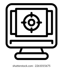 Monitor target icon outline vector. Plotter device. Format offset