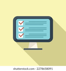 Monitor task icon flat vector. Business clock. Control school