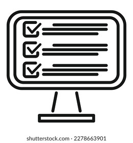 Monitor task icon outline vector. Business clock. Control school