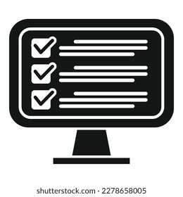 Monitor task icon simple vector. Business clock. Control school