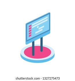 Monitor terminal 3d vector icon isometric pink and blue color minimalism illustrate