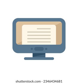 Monitor test icon flat vector. Book final. Prepare reference isolated