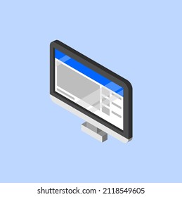 Monitor that shows website. Vector illustration.