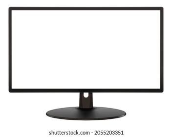 Monitor TV 3D icon with empty screen isolated on white, realistic technology vector illustration.