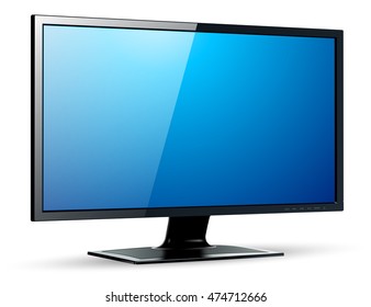 Monitor TV 3D icon, vector illustration.