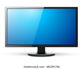 Monitor TV 3D icon, vector illustration.