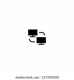 Monitor tv or computer with empty screen bold black silhouette icon isolated on white. LCD display pictogram. Desktop pc device, equipment for work, education vector element for infographic, web.