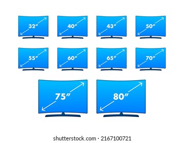 Monitor Tv Different Diagonal Sizes Flat Stock Vector (royalty Free 