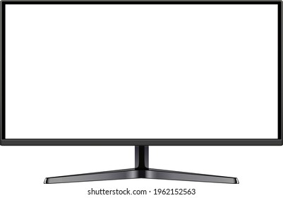 Monitor TV isolated 3D icon with blank screen, front view vector illustration.