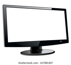 Monitor TV isolated, with empty screen, vector illustration.