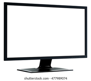 Monitor TV isolated, with empty screen, vector illustration.