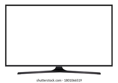 Monitor TV isolated, front view with empty screen, vector illustration.