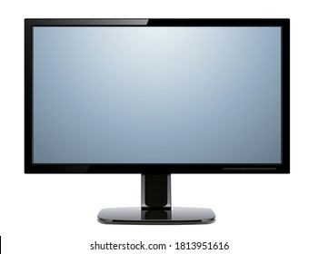 Monitor TV isolated, front view, vector illustration.