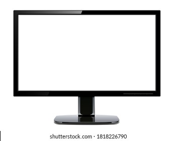 Monitor TV isolated, front view with empty screen, vector illustration.