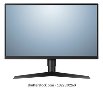 Monitor TV isolated, front view, vector illustration.