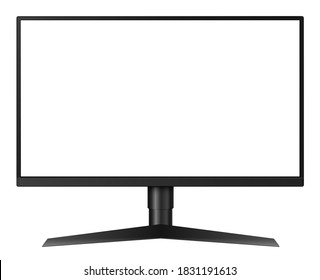 Monitor TV isolated, front view with empty screen, vector illustration.