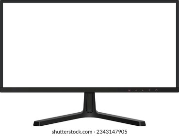 Monitor TV isolated, front view with empty screen, vector illustration.