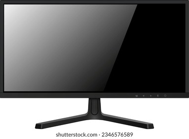 Monitor TV isolated, front view with empty screen, vector illustration.