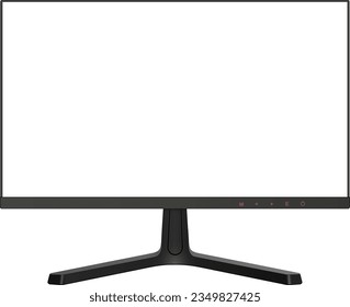 Monitor TV isolated, front view with empty screen, vector illustration.