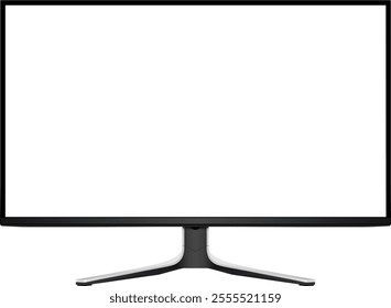 Monitor TV isolated, front view with empty screen, vector illustration.