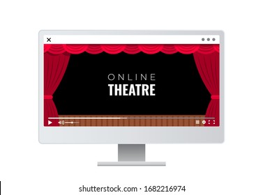 Monitor, TV, With An Online Broadcast Of A Theater Production. Quarantine, Coronavirus Epidemic, Viewing Online Video Recordings Of A Theatrical Performance