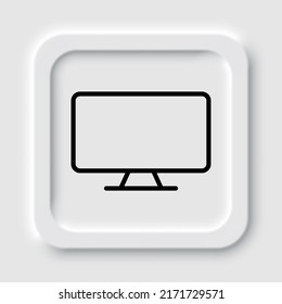 Monitor, TV simple icon vector. Flat design. Neumorphism design.ai